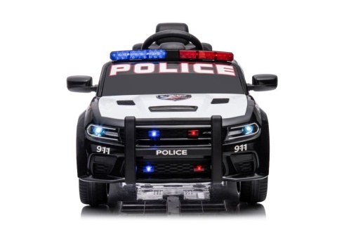 Policyjne auto na akumulator Dodge Charger dla dzieci widok z przodu światła LED