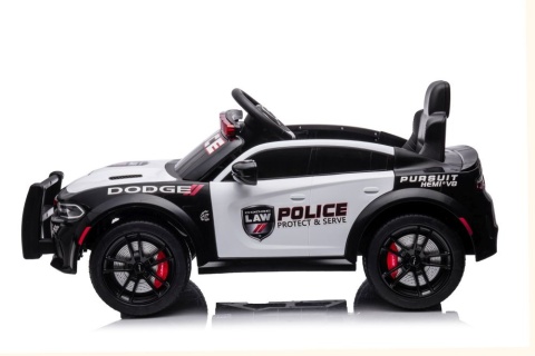 Dodge Charger policyjny na akumulator dla dzieci widok boczny biało czarny