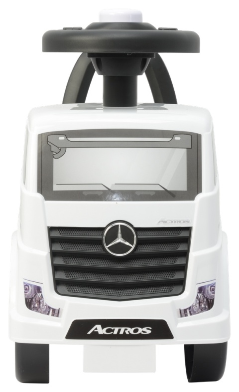 Biały jeździk Mercedes Actros dla dzieci widok z przodu