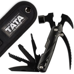 Multitool taktyczny 17w1 z młotkiem i siekierką – stalowe narzędzie wielofunkcyjne z pokrowcem