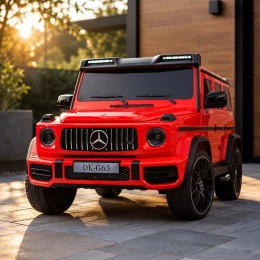 Czerwony Mercedes G63 na akumulator dla dzieci z napędem 4x4 – elektryczne auto dziecięce SUV