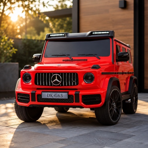 Czerwony Mercedes G63 na akumulator dla dzieci z napędem 4x4 – elektryczne auto dziecięce SUV