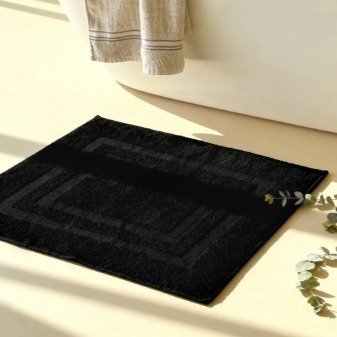 Czarny dywanik łazienkowy RAVO 50x70 cm z bawełny frotte 1000 g/m²