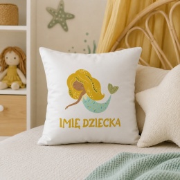 Personalizowana poduszka dla dziecka z imieniem i motywem małej syrenki z kolekcji OCEAN DREAM