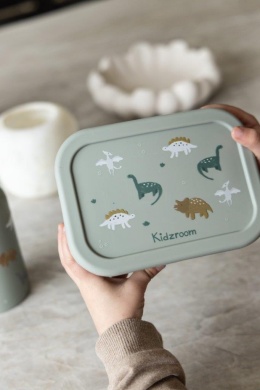 Zielony silikonowy lunchbox dla dzieci Kidzroom z dinozaurami