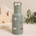 Zielona butelka termiczna dla dzieci 350 ml z motywem dinozaurów