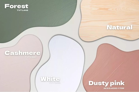 Dostępne kolory łóżka dziecięcego – Forest, Natural, Cashmere, White i Dusty Pink.