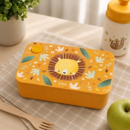 Pomarańczowy lunchbox dla dziecka z lwem z rPET