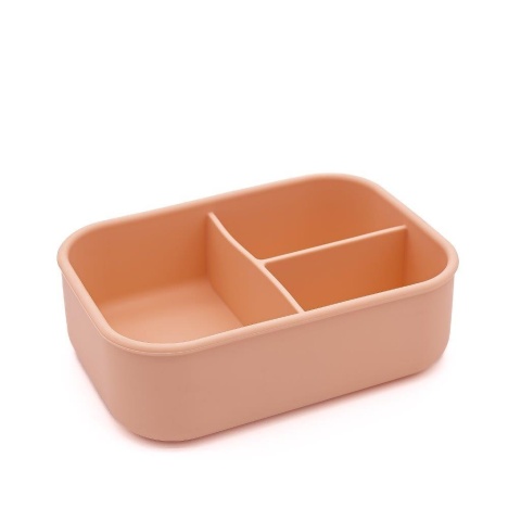 Różowy silikonowy lunchbox dla dziecka z 3 przegródkami