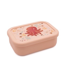 Różowy silikonowy lunchbox dla dziecka z motywem ośmiornicy