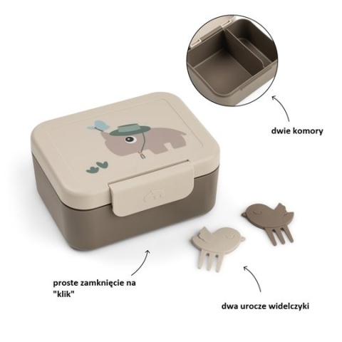 Lunchbox dziecięcy Done by Deer Elphee z dwiema komorami i widelczykami