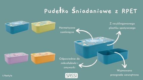 Lunchbox Sassi ze słonikiem z RPET – hermetyczne zamknięcie i przegroda