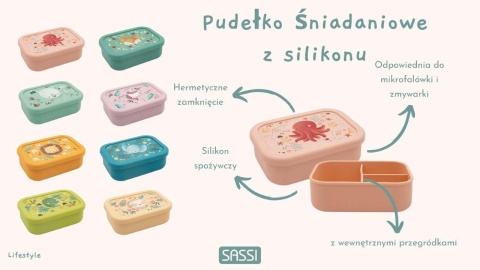 ilikonowe pudełko śniadaniowe dla dziecka z przegródkami