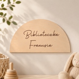Drewniana personalizowana tabliczka Biblioteczka z imieniem dziecka 50 × 25 cm na ścianę