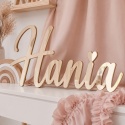 Złote lustrzane imię Hania jako personalizowana dekoracja pokoju dziewczynki