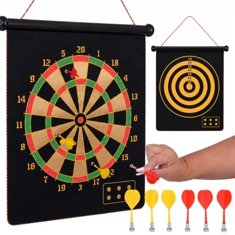 Dwustronna tarcza magnetyczna dart dla dzieci z 6 rzutkami