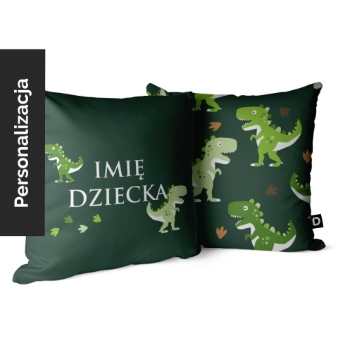 Poduszka dla dzieci Dino World z imieniem zielone dinozaury