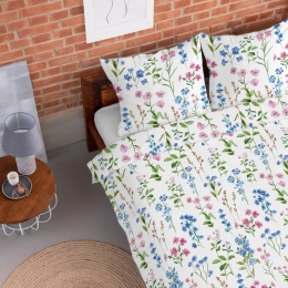 Pościel flanelowa w kwiaty 160x200 w aranżacji sypialni