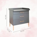 Szara komoda z przewijakiem ILA – wymiary 92 × 77 × 100 cm