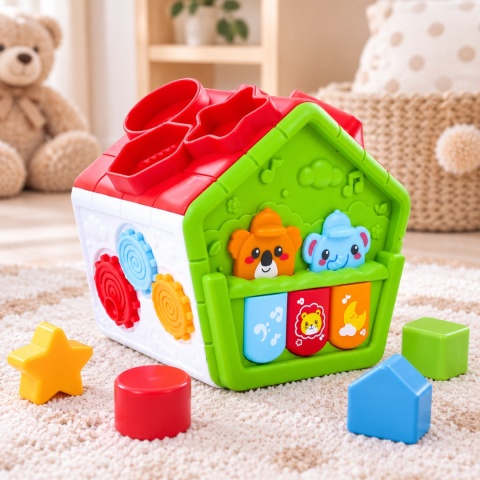 Interaktywny domek edukacyjny sorter kształtów dla dziecka