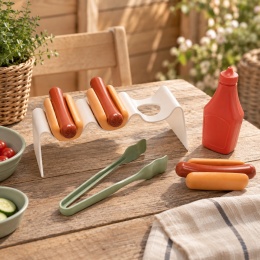 Zestaw do zabawy w grillowanie z hot dogami i akcesoriami dla dzieci