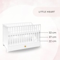 wysokosci-materaca.pngŁóżeczko LITTLE HEART z trzema poziomami wysokości materaca 22, 37 i 53 cm