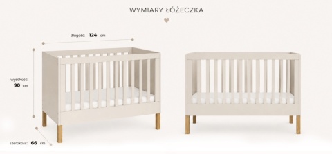 Łóżeczko niemowlęce 120x60 cm – wymiary 124 × 66 × 90 cm