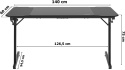 Wymiary biurka gamingowego SHADOW GAMER – szerokość 140 cm, głębokość 60 cm, wysokość 75 cm