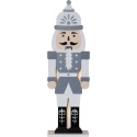 Drewniany dziadek do orzechów LED NUTCRACKER o wysokości 52 cm, w biało-szarym mundurze
