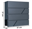 Skrzynka pocztowa TOVE antracytowa – wymiary 37 × 37 × 11 cm, metalowa konstrukcja z miejscem na gazety.