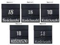 Pięć wzorów personalizacji skrzynki pocztowej VIDAR z numerem domu i nazwiskiem.