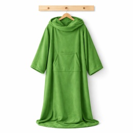 ielona bluza koc z kapturem – ciepły koc z rękawami z polaru 300 g/m², oversize dla dzieci i dorosłych