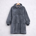 Szara bluza koc oversize z kapturem – miękka, ciepła i wygodna bluza domowa z dużą kieszenią, idealna na jesień i zimę
