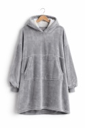 Szara bluza oversize z kapturem i kieszenią kangurką – miękka bluza damska